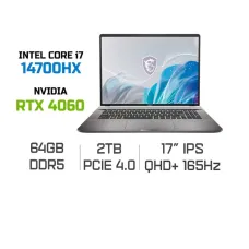 Laptop MSI Creator Z17 HX Studio A14VFT-273VN (Intel Core i7-14700HX, RTX 4060 8GB, RAM 64GB DDR5, SSD 2TB, Màn Hình 17inch IPS QHD+ 165Hz Touch, Windows 11, Màu Lunar Gray)