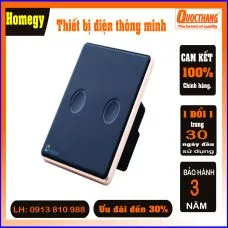 Công tắc cảm ứng thông minh Homegy BLE 2 nút kính lõm