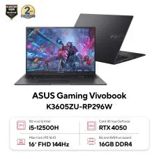 Laptop Asus Gaming Vivobook 16X K3605ZC-RP564W (Core i5-12500H, RAM 16GB, SSD 512GB, VGA RTX 3050, Màn Hình 16inch FHD+ 144Hz, Windows 11, Đen)